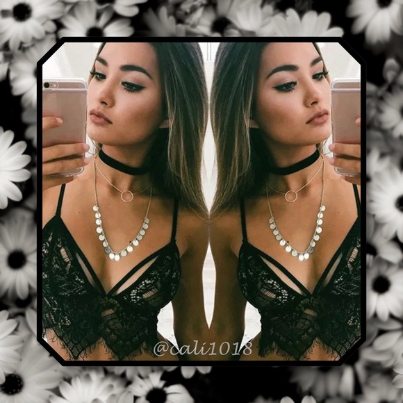 🆕Black Lace Caged Bralette Crop Top Bustier - Picture 2 of 4