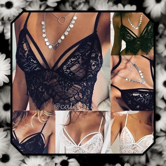 🆕Black Lace Caged Bralette Crop Top Bustier - Picture 3 of 4