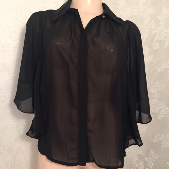 Black collar crop blouse FINAL CLEARANCE