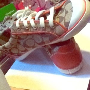 Brown and Sorbet Coach Sneakers