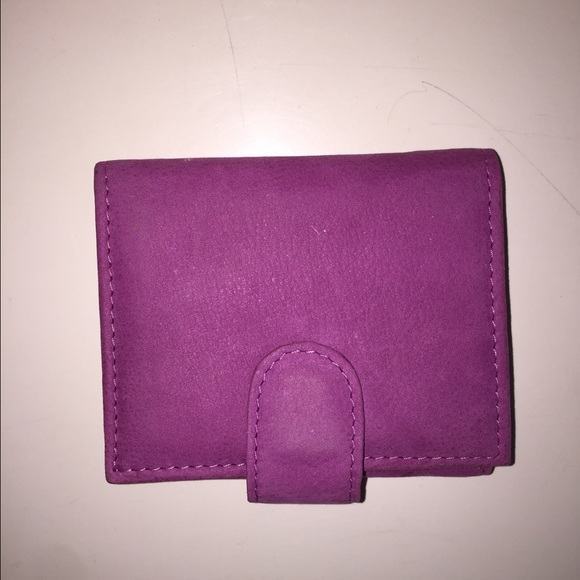 Genuine suede leather purple wallet.