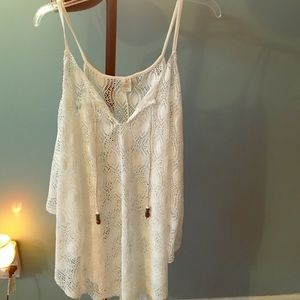 White lace beach cover up