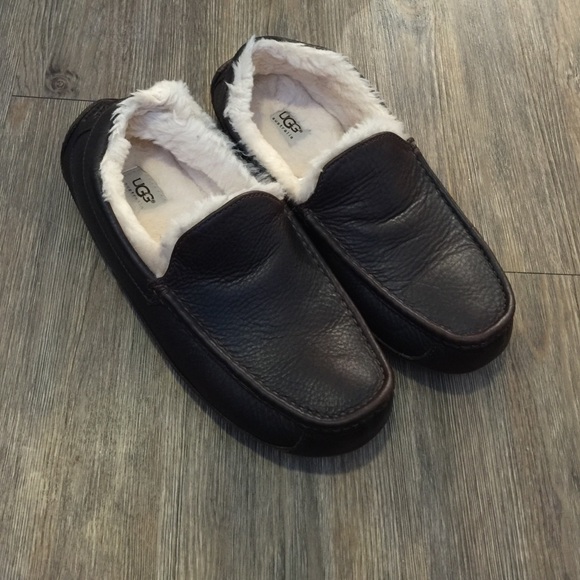 Men's UGG chocolate brown furry slippers