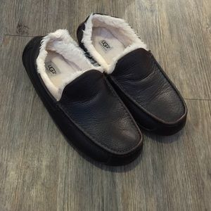 Men's UGG chocolate brown furry slippers