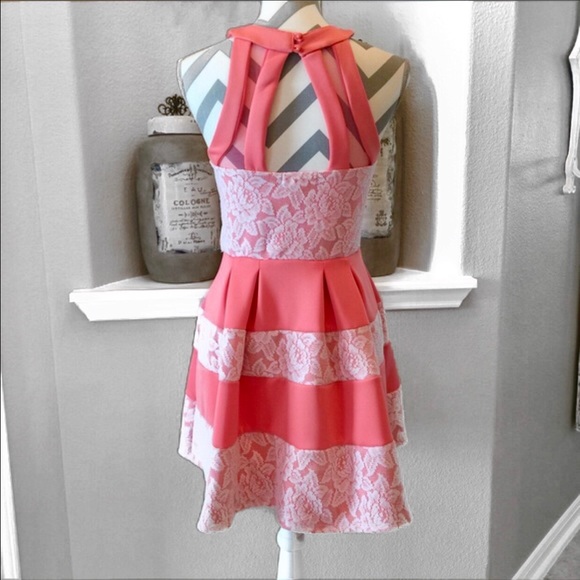 🍄HP🍄 Peach & Lace Skater Dress - Picture 3 of 4