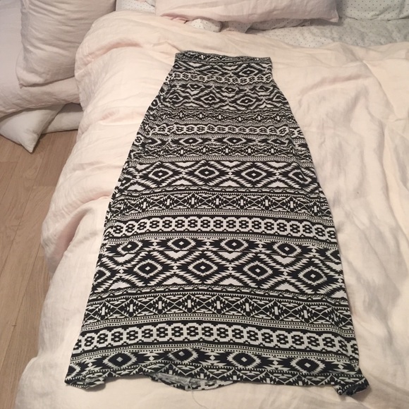 Black & White Patterned Maxi Skirt