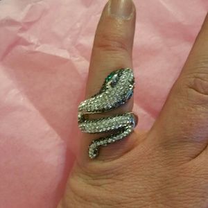 Snake ring covered in swarovski crystals