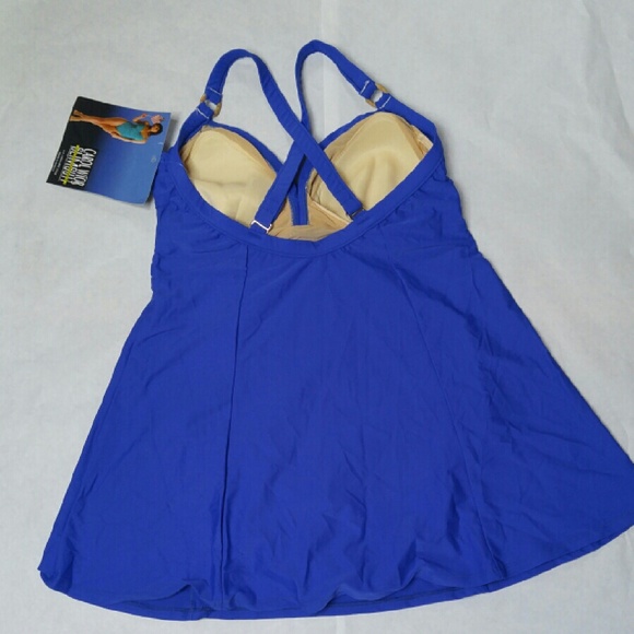 NWT Carol Wior Royal Blue Slimsuit swimdress - Picture 3 of 4