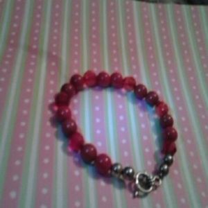 Glass Bead and crystal bracelet with toggle Closur