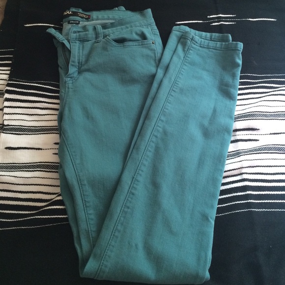 Teal skinny jeans