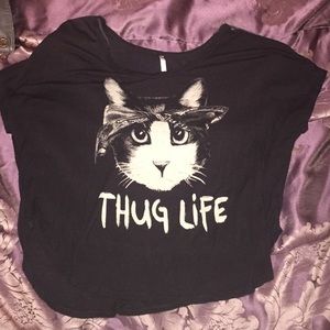 black "thug life" shirt