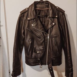 Leather motorcycle moto biker jacket