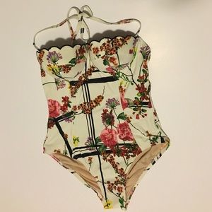 Never worn Anthropologie Scalloped Maillot Halter