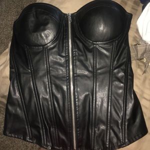 Black leather Corset