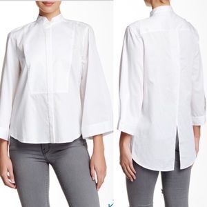 REMOVING 7/11! BCBG split back bibbed blouse