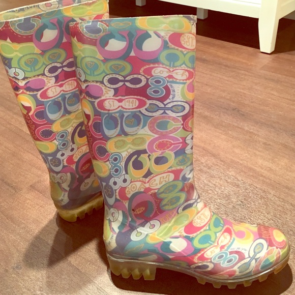 Coach poppy rain boots