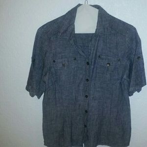 Linen denim style blouse