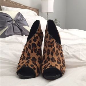 BCBG Max Azria Leopard Peep-toe Bootie