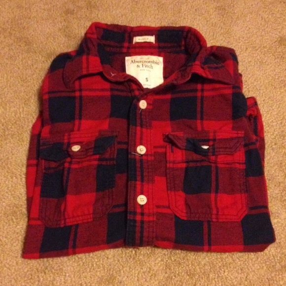 Plaid red and navy button down