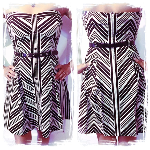 Black and White Chevron Sweetheart Tube Dress