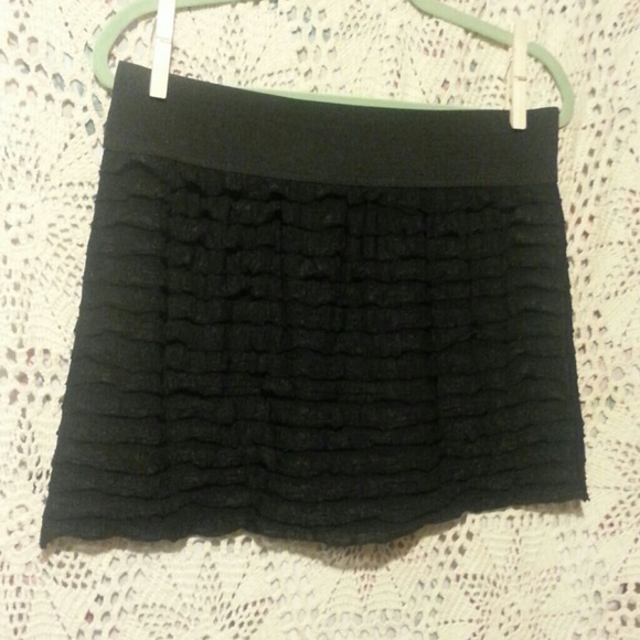 Black Ruffled Mini Skirt