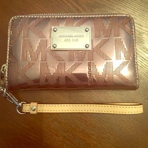 Michael Kors silver/dark gray Wristlet