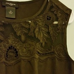 Dark brown blouse with lace yoke