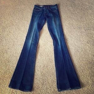 Size 26 long red engine flare jeans