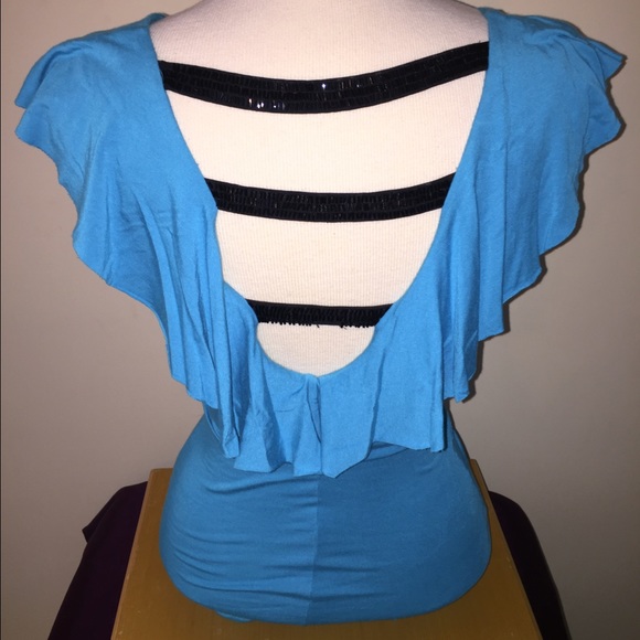 Turquoise Ruffled Top - Picture 2 of 2