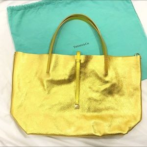 Tiffany & Co. Gold and Green Suede Reversible Tote