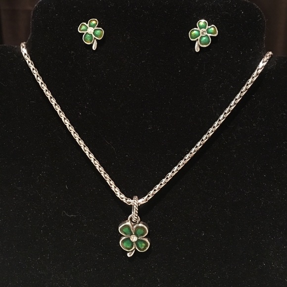 Brighton Four Leaf Clover charm and earrings