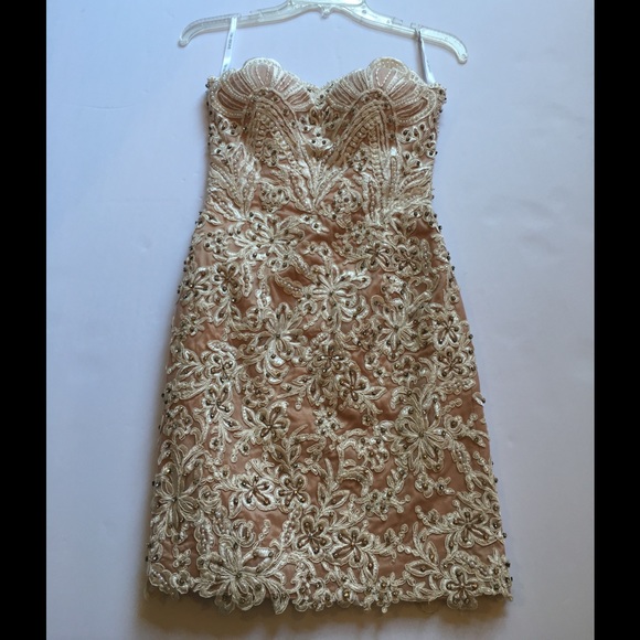 Strapless cream and white dress