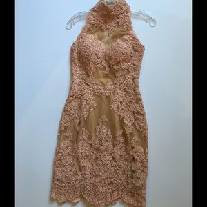 High neck mini dress