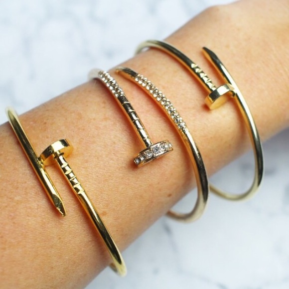 Wila Jewelry - gold nail crystal bangle bracelet