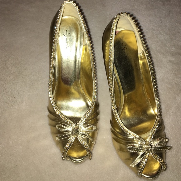 Gold platform high heels