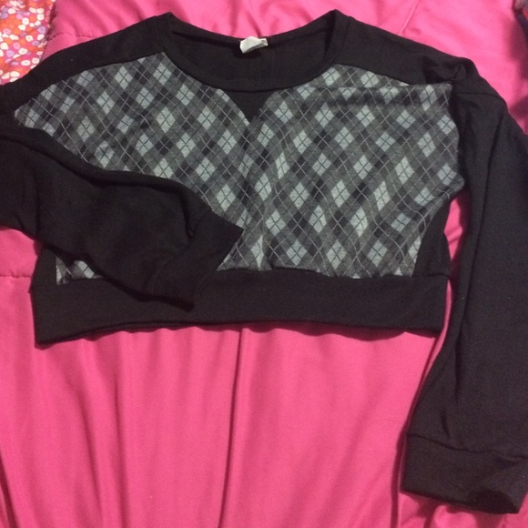 ❌LAST CHANCE❌ long sleeve argyle crop top sweater top