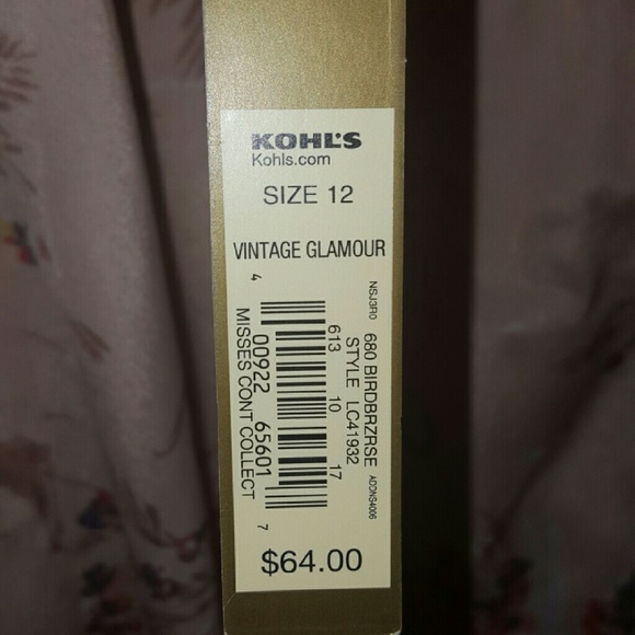 NWT LC dress, vintage, size 12, pink with birds - Picture 3 of 4