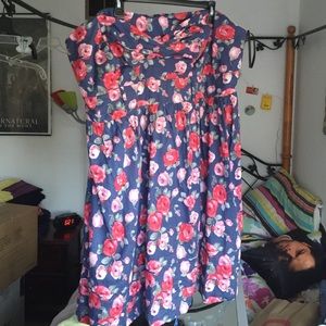 Strapless Floral Dress