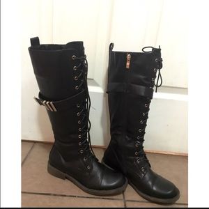 Black knee high Combat Boots