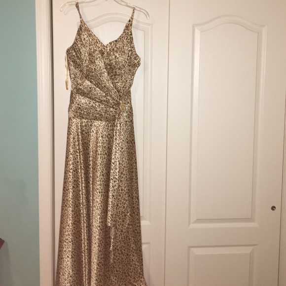 Cheetah print silky evening dress
