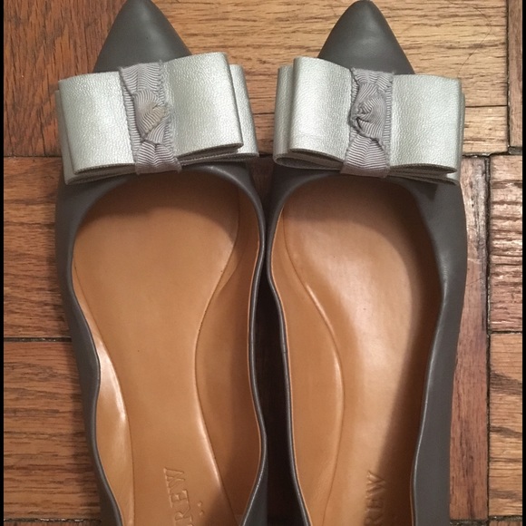 JCrew grey bow flats