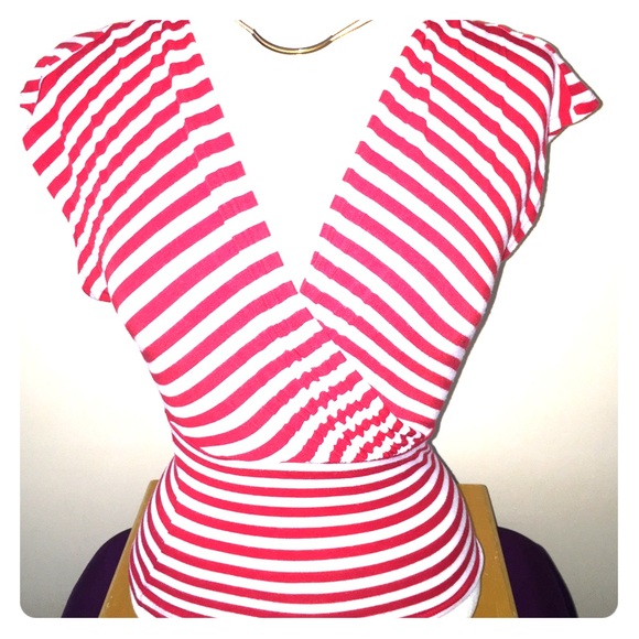 Red & White Candy Cane Striped Top