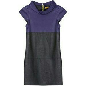 Alice + Olivia Purple Black Leather Mini Dress M