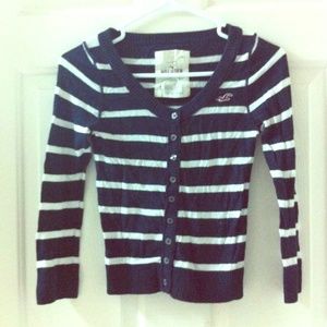Hollister navy & white striped shirt