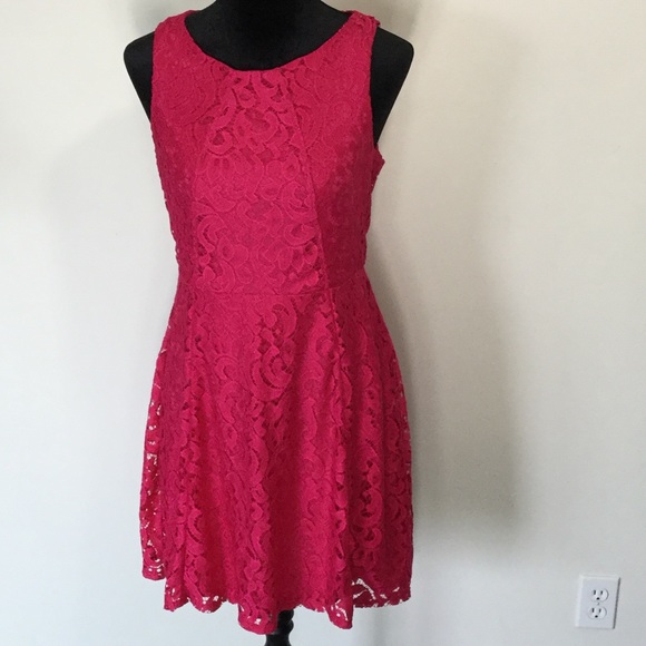 NWOT Women's Apt. 9 Lace Fit & Flare Dress magenta