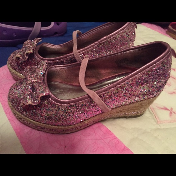 Toddler  pink glitter wedge shoes size 8, so cute