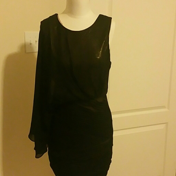 Black and gold one shoulder BCBGMaxAzria dress - Picture 1 of 4
