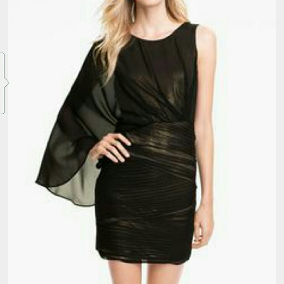 Black and gold one shoulder BCBGMaxAzria dress - Picture 4 of 4