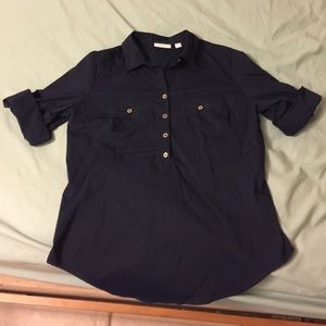 Small navy New York and company dressy button down