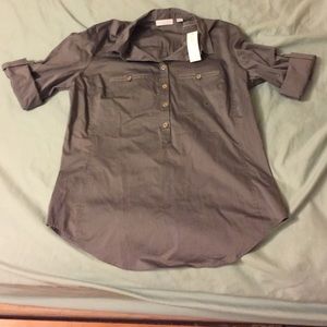 Small grey casual button down blouse